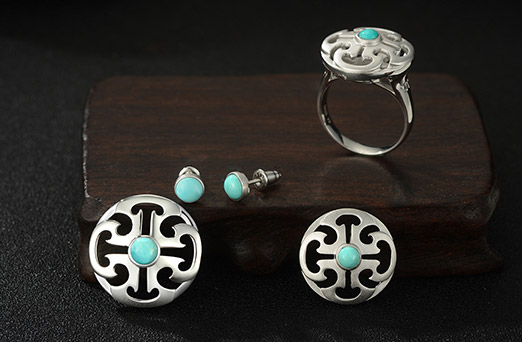 憶古A如意紋綠松石戒指